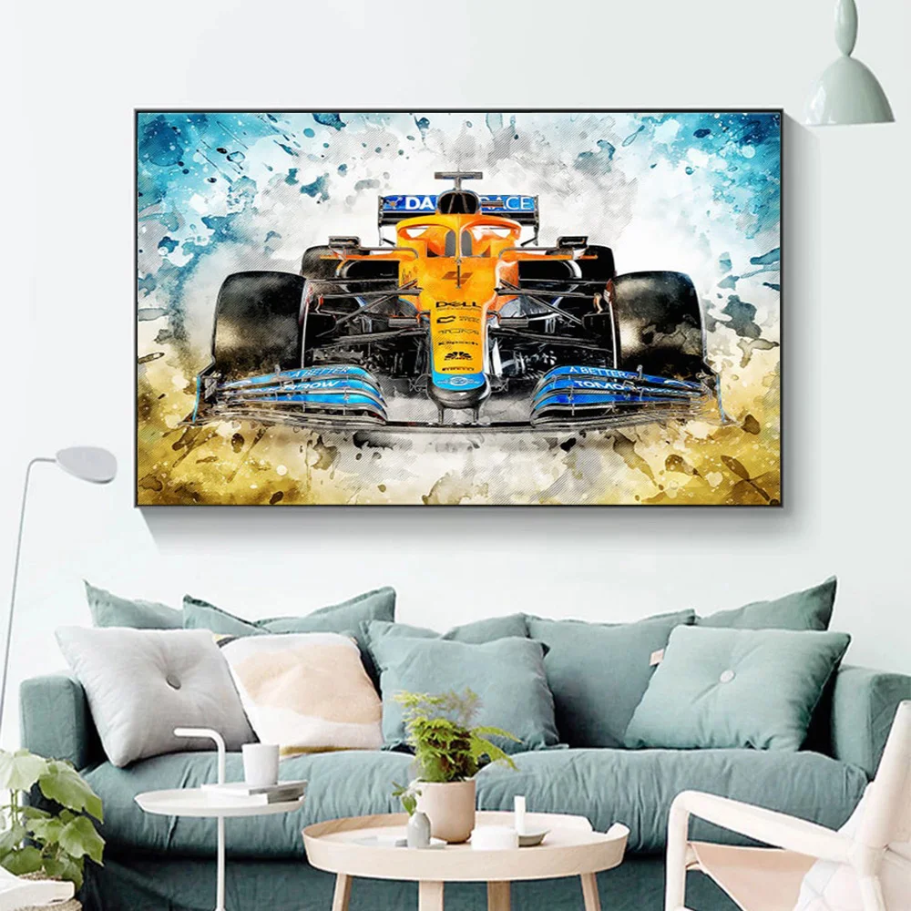 

Watercolor Formula 1 Racing Car Canvas Painting Poster and Print Home Wall Art Decor Pictures for Living Room Home Gift No Frame