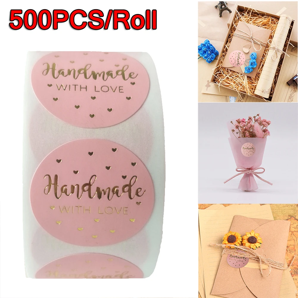 

Наклейки ручной работы из крафт-бумаги с надписью «Handmade With Love», 500 шт.