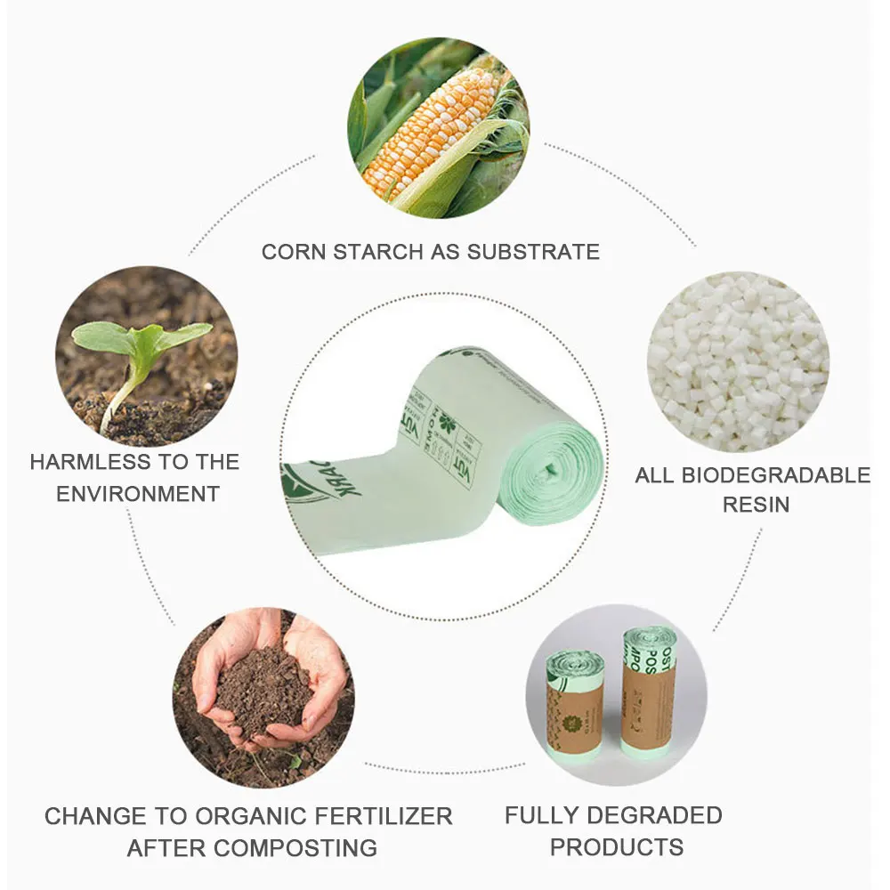 50 шт мешки для мусора биоразлагаемые собак кукурузный крахмал нулевые отходы