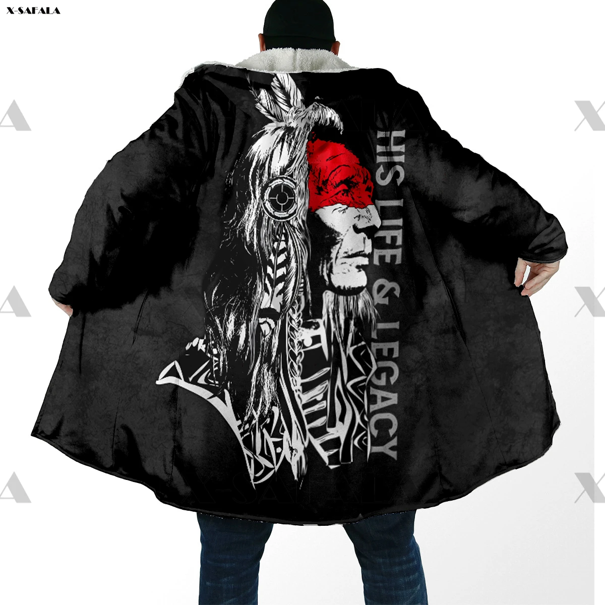 Толстовка с капюшоном История наследия Американский аборигенный принт длинный