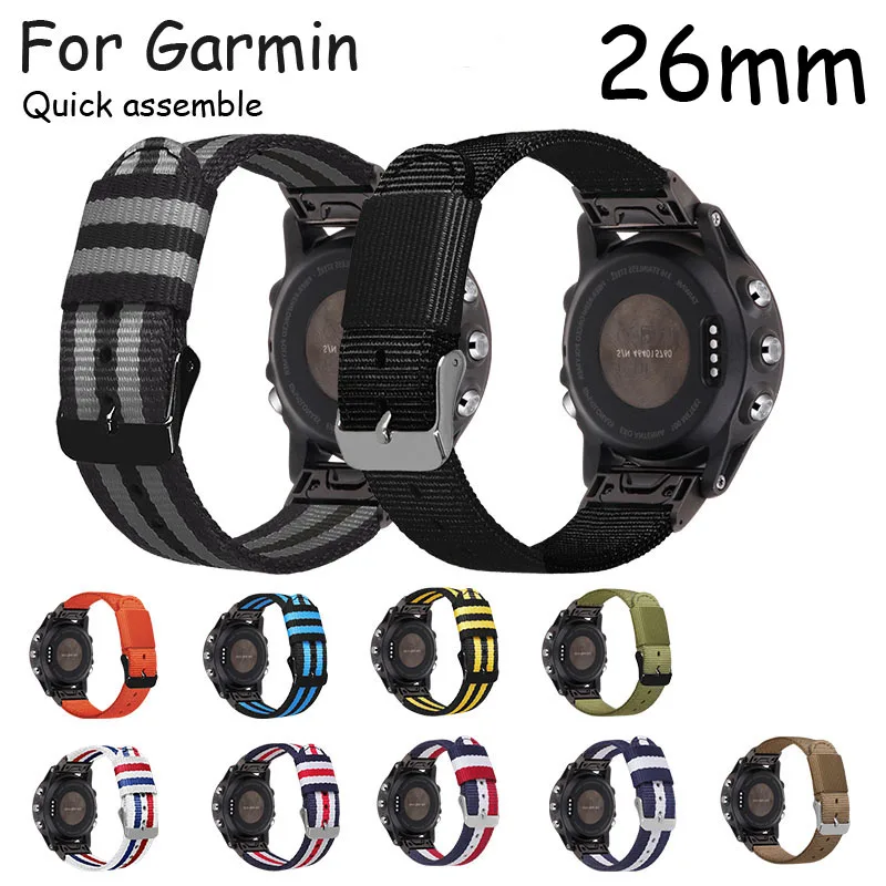 

26mm Nylon Watch Band for Garmin Fenix 6x 5x Plus 3 hr sapphire D2 tactix bravo Smart Watch Strap Canvas Wrist Bracelet Straps