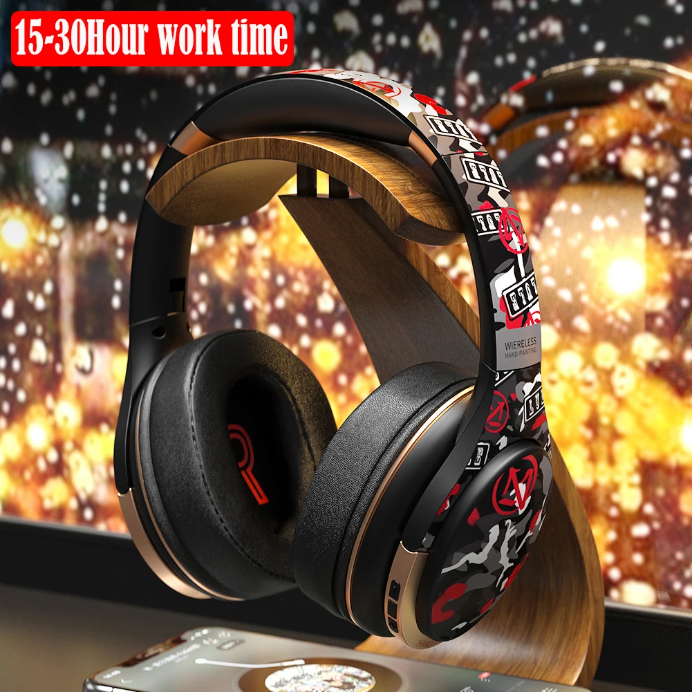 Складные беспроводные Bluetooth наушники Hi Fi гарнитура с глубокими басами микрофоном