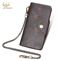 new unisex thick leather vintage gift long checkbook organizer standard chain mens wallet travel purse designer clutch 001