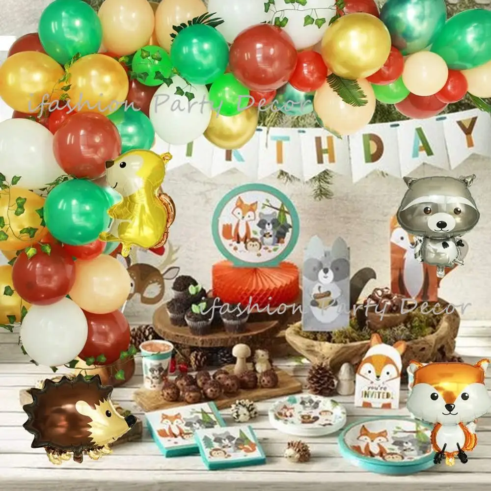 Лесной детский душ украшения зеленый и коричневый Шар АРКА зелень гирлянда