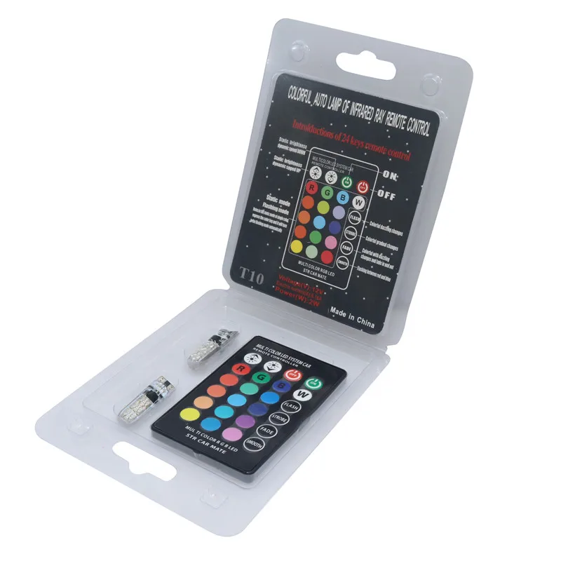 2 шт./компл. светодиодный светильник для автомобиля T10 RGB костюм с пультом