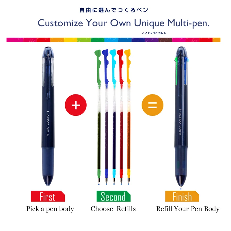 Фото LifeMaster 6 шт./лот Pilot Hi-Tec-C Coleto Gel Multi Pen Сменные стержни 0,4 мм черный/синий/красный/стандартные №2