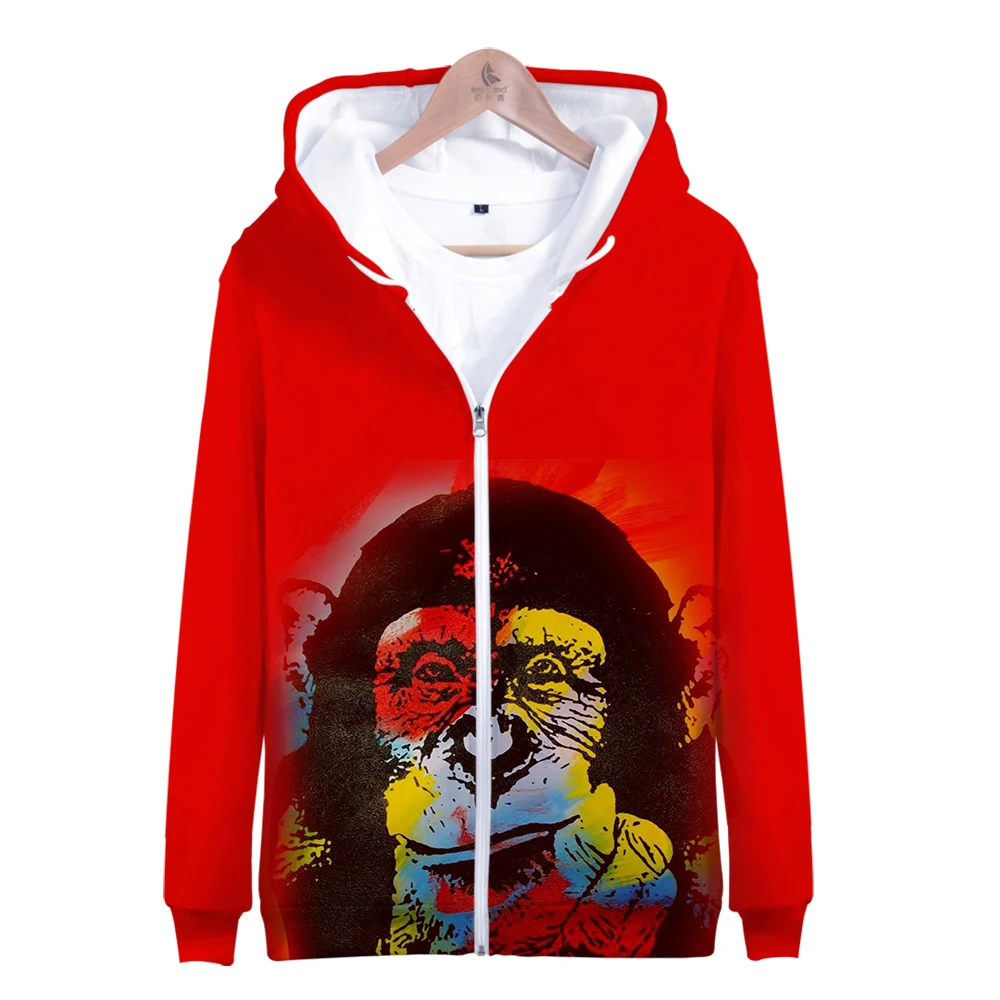 

Классические толстовки на молнии в стиле Харадзюку с изображением животных и гориллы, модные толстовки на молнии с 3D-принтом, кардиган, курт...