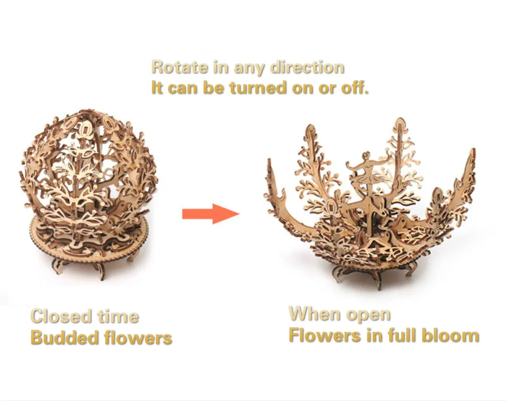 2020 Diy деревянный механический трансмиттер женский цветок вращающаяся