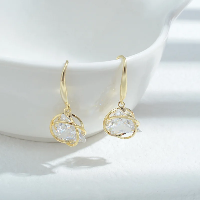 

Wholesale Geometric Zircon Earrings For Women Sterling Silvers Pin Post Ear Studs Jewelry Gift