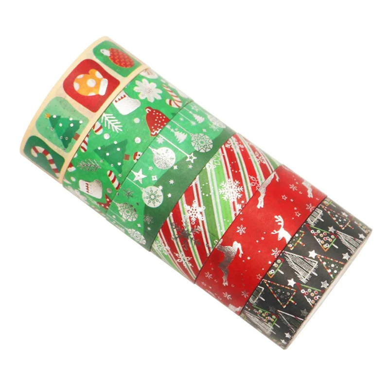 

12Pcs/Set Christmas Washi Tapes Snowflake Reindeer Stripes Kawaii Masking Tapes Stickers Stationery Scrapbooking School Supplies