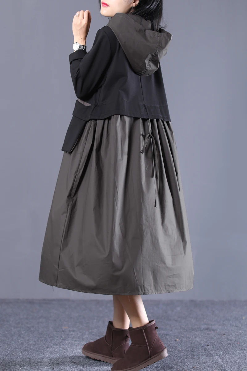 Осеннее женское платье большого размера свободное Повседневное новинка 2019 с