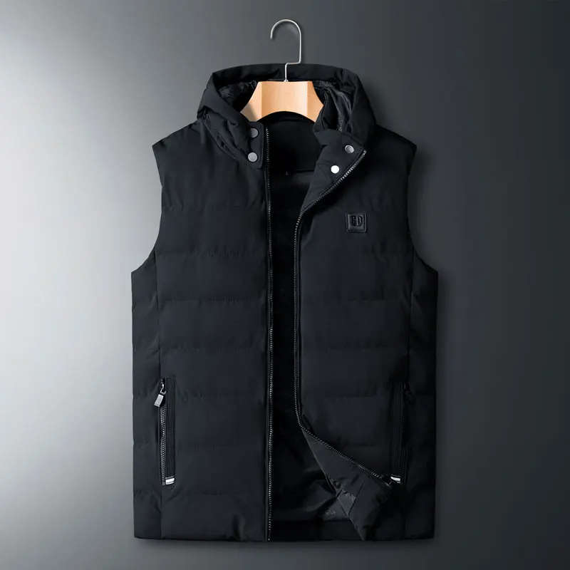 Жилет XL-8XL, максимальная грудь 148 см, теплый, осень, зима, новинка,, повседневный мужской жилет, Свободный жилет с капюшоном - Цвет: MJ815 ASIAN SIZE B