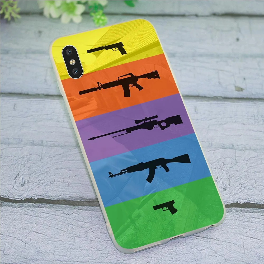 Мягкий ТПУ цветной Cs Go чехол для телефона iPhone 6S 8 XR X 7 Plus 6 5 SE Xs Max Back 11 pro|Бамперы| |