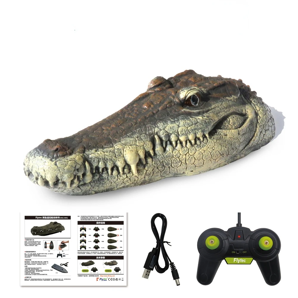 

RC Boat 2.4G Simulation Crocodile Head RC Remote Control Electric Racing Boat for Adult Pools Head Spoof Toy