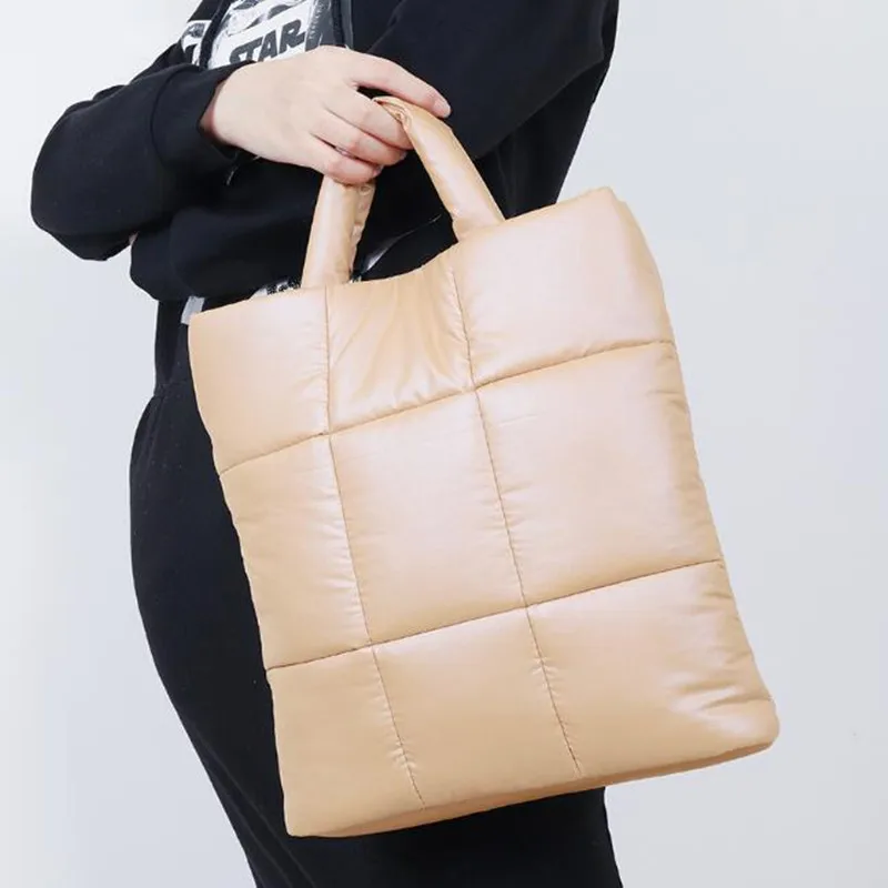 

Autumn and winter down bright color women's bag fashion filled cushion handbag lattice stitching messenger bag temperament bag