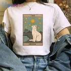 Модные женские футболки с рисунком кошки Таро, забавная Милая женская одежда с рисунком, женская футболка с графическим рисунком, белая Повседневная летняя футболка