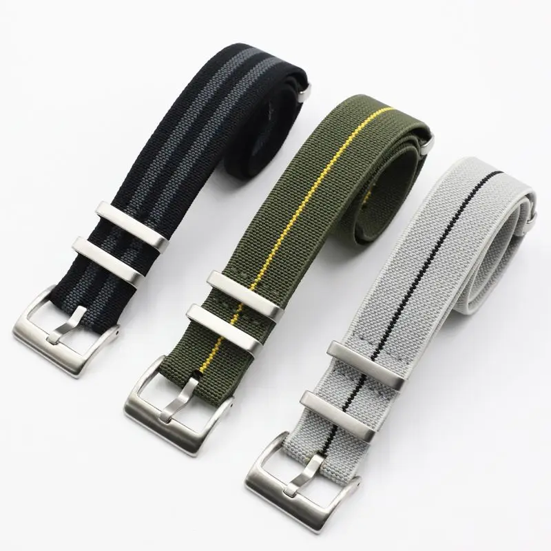 Nato Strap 18mm 20mm 22mm Nylon Watch Strap French Troops Parachute Bag Nato Strap Elastic Belt Watchband Replacement Bracelet