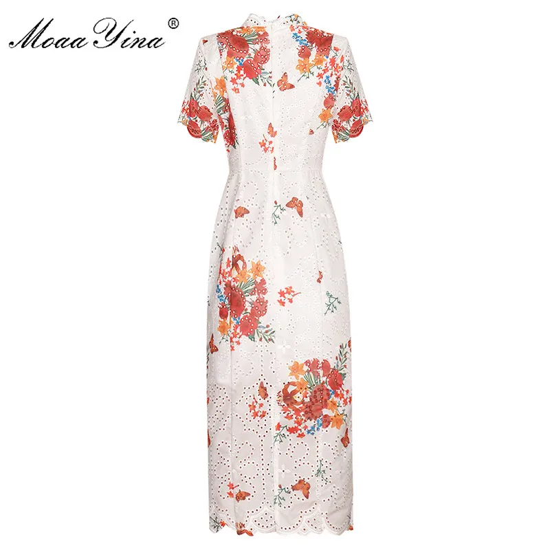 MoaaYina модное дизайнерское платье весна-лето женское со стоячим воротником с