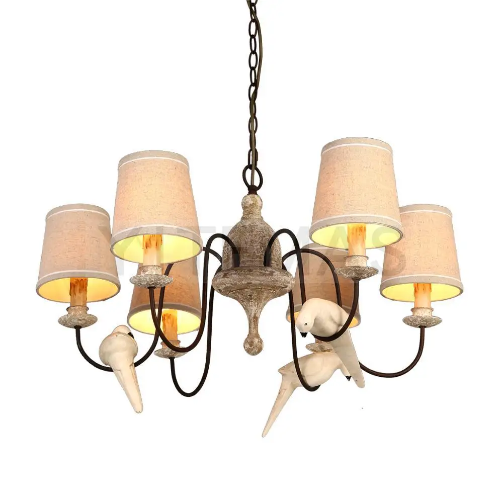 Деревянная люстра в виде птицы деревенский светильник европейский домашний