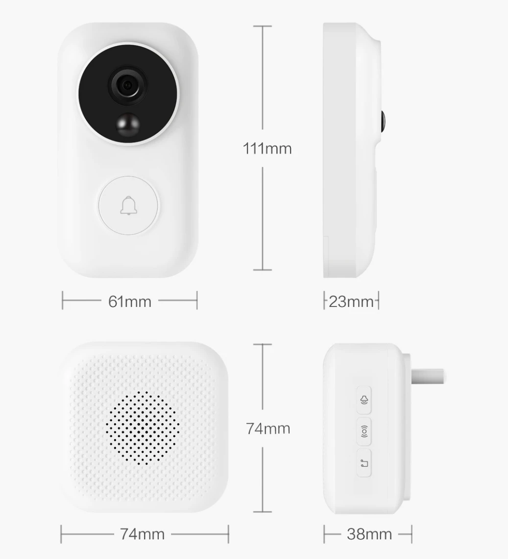 Видеодомофон Xiaomi Zero с ИИ распознавание лиц 720p ИК ночное зрение комплект звонка