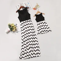 family matching dress for women summer sleeveless stripe dresses mon and me clothes mother daughter gilr beach party long dress