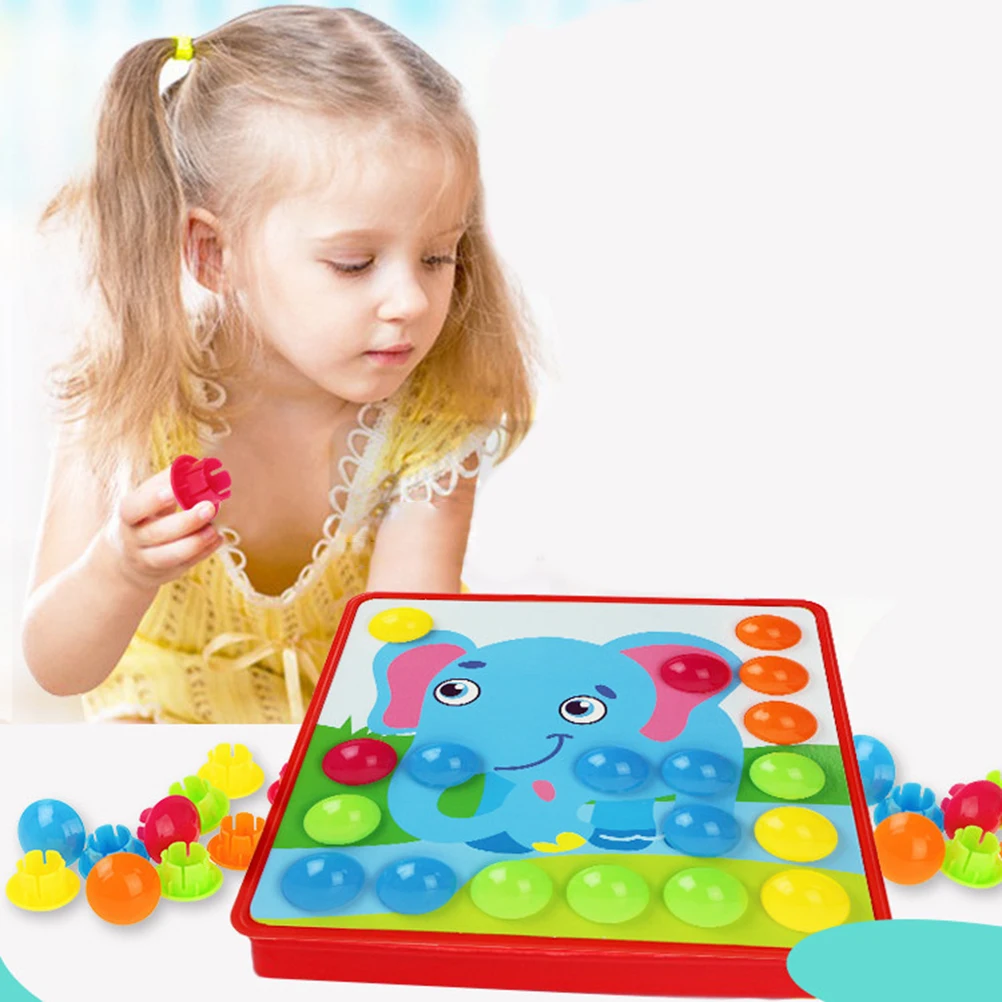 

Kids Funny Cartoon Mushroom Nail Puzzle Jigsaw Color Matching 3D Mosaic Picture Puzzle Board Buttons Assemble Toys