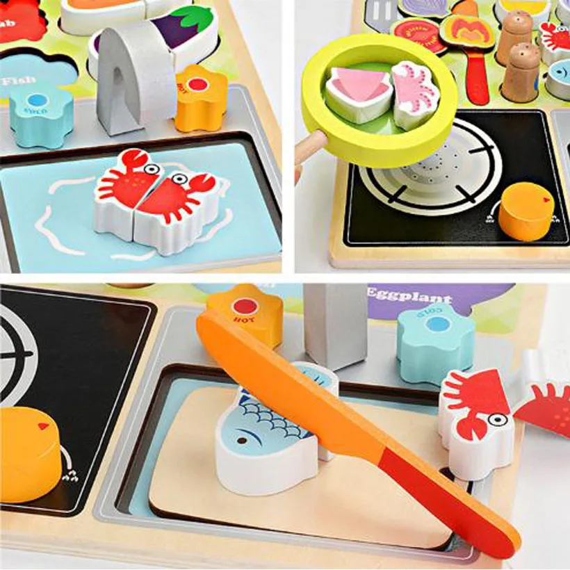 

Cutting Fruit Barbecue Vegetable Fruit Pretend Play Game Toy for Kids Wooden Classic Game Kithchen toy Real Life Educational Toy