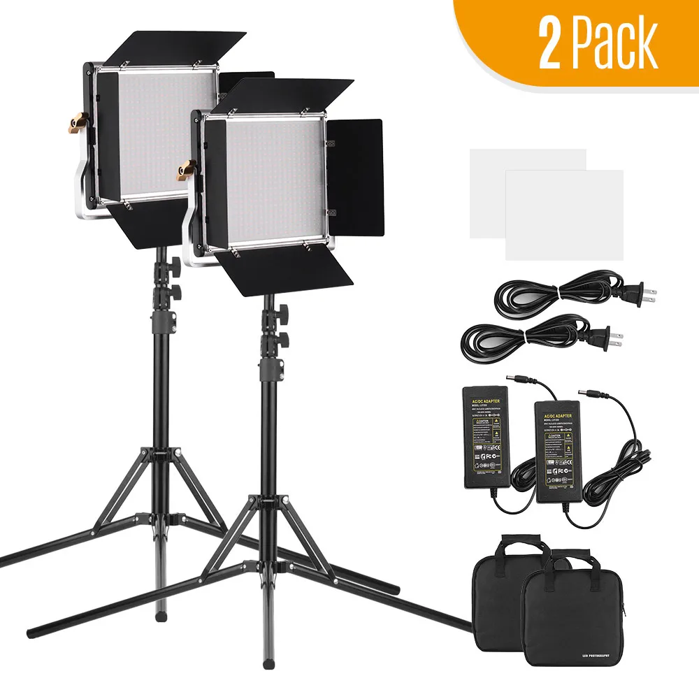 

2 шт., портативная светосветильник панель для видеосъемки с регулируемой яркостью 3200-5600K