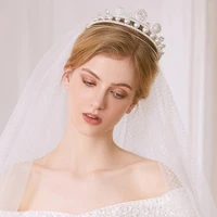 zircon wedding crown bridal headwear crystal tiaras headdress rhinestone pearl hairband hair accessories hq0037