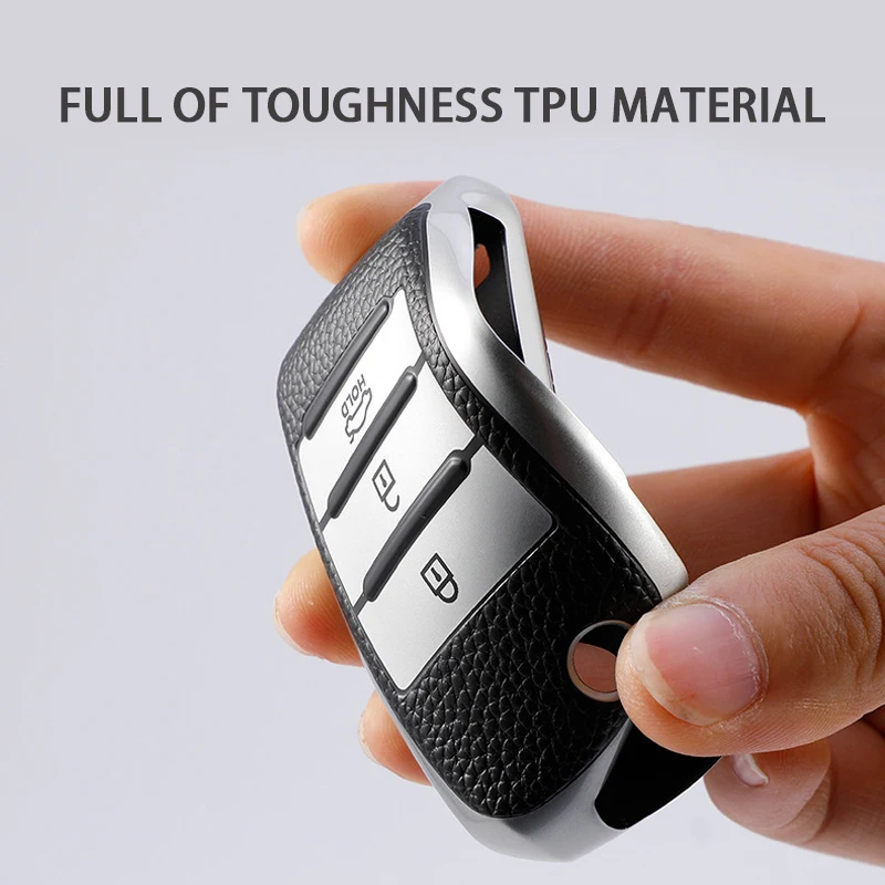 Чехол для автомобильного ключа из ТПУ и кожи с 3 кнопками Kia Rio K2 Ceed Cerato K3 Sportage 4 Picanto