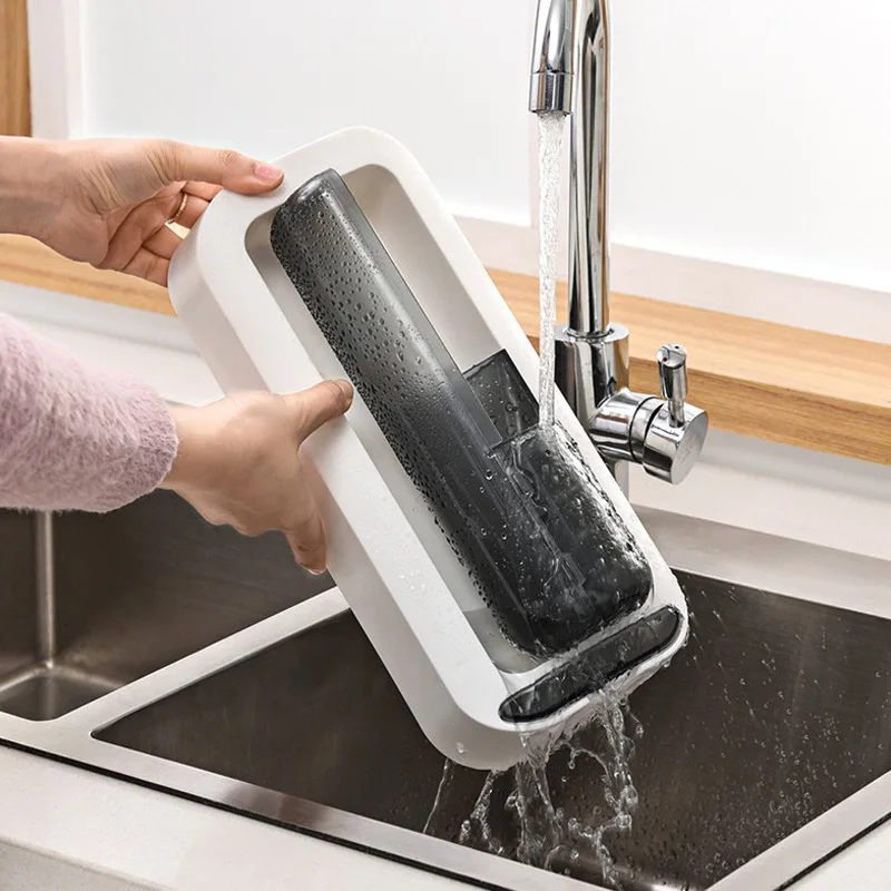 

360 Rotatable Tableware Storage Box With Transparent Cover Wall Hanging Double Grid Tableware Storage Box Chopsticks Tube Tool