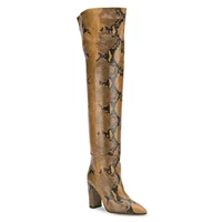 womens long boot sexy snakeskin leather pointed toed high heeled knee high boots over the kneeboots shoes woman botas mujer
