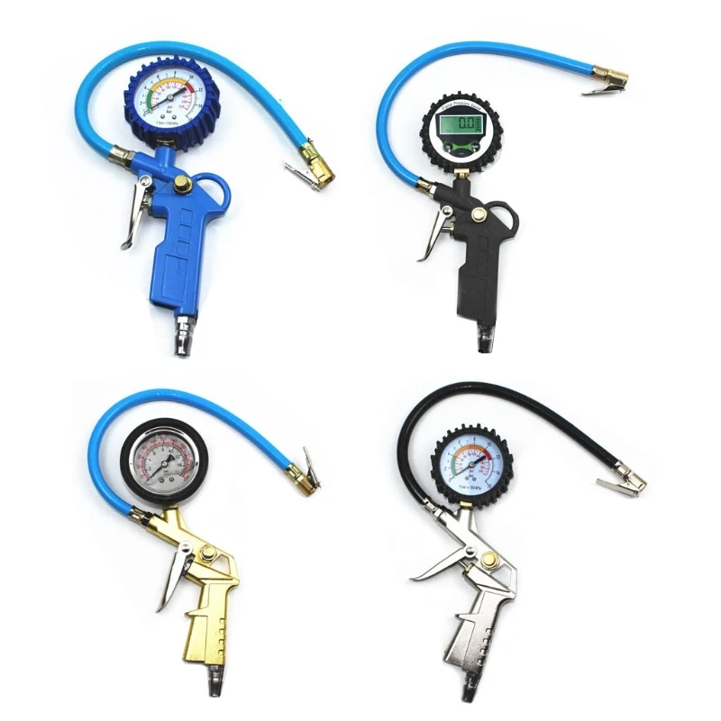 

Mechanical/Digital Tyre Pressure Gauge Tyre Checker with Flexible Hose 220PSI 0-16 Bar Blue/Grey/Silver/ Gold Durable M4YD