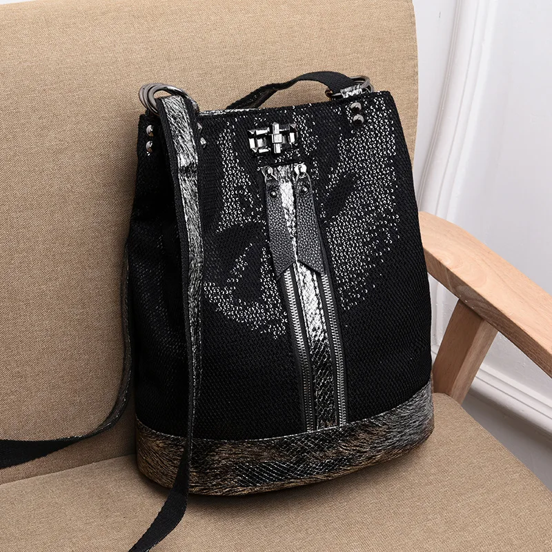 Chu JJ Модные женские оригинальные женские кожаные рюкзаки для девочек Студенческая школьная сумка сумки на плечо Женская Повседневная дорожная сумка - Цвет: Серебристый