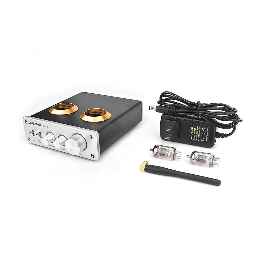 Silver with US Plug AIYIMA Amplificador Bluetooth 5,0 Домашний Предварительный усилитель ламповый предусилитель 6J1 вакуумный ламповый предусилитель HiFi аудио усилитель DIY домашний кинотеатр - Цвет: Silver with US Plug