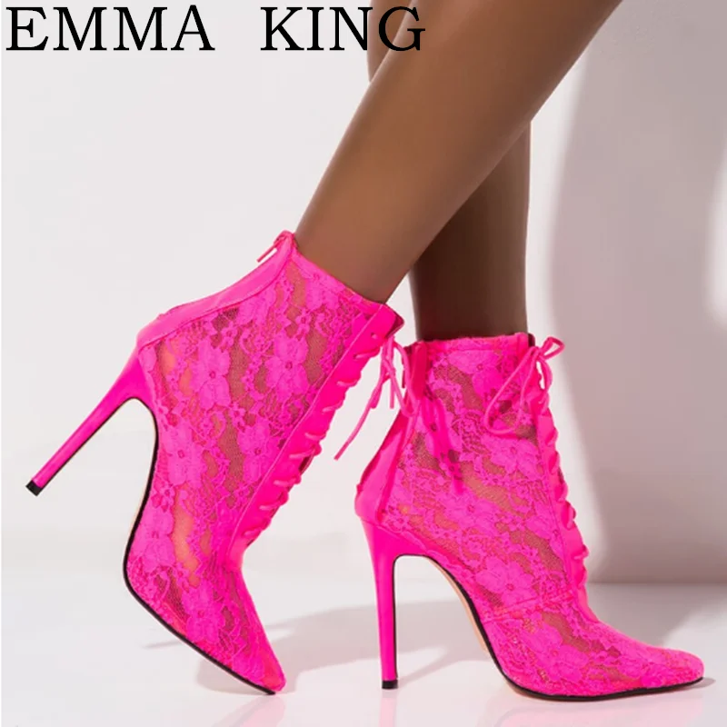 Ботильоны на платформе с высоким каблуком женские модные ботинки шпильке со