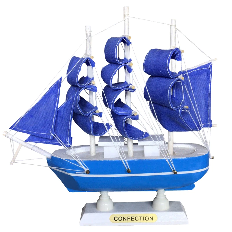 Деревянные парусные лодки LUCKK 16 см синего цвета миниатюрные фигурки подарки