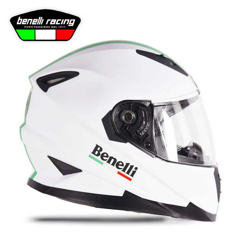 BENELLI мотоциклетный шлем с полным лицом, шлем для мотокросса, безопасный гоночный шлем, мотоциклетные шлемы - Цвет: Gloss White