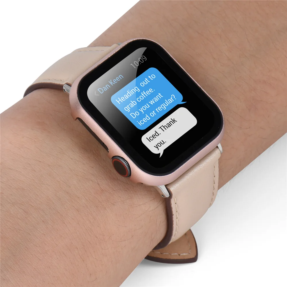 Металлический корпус Защитная пленка для экрана Apple Watch Series 4 3 2 1 для iWatch 44/40/42/38 мм полный защитный бампер