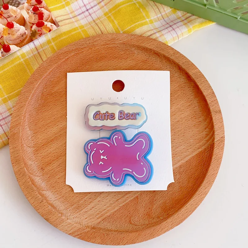 

Free Shipping Korean Girl Simple Cute Sweet Little Animal Discoloration Hair Accessories Pair Banger Side Clip Fashion Hairpin