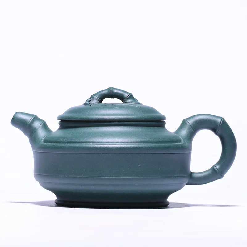 

Zhugu Zisha teapot green mud double line slubby teapot