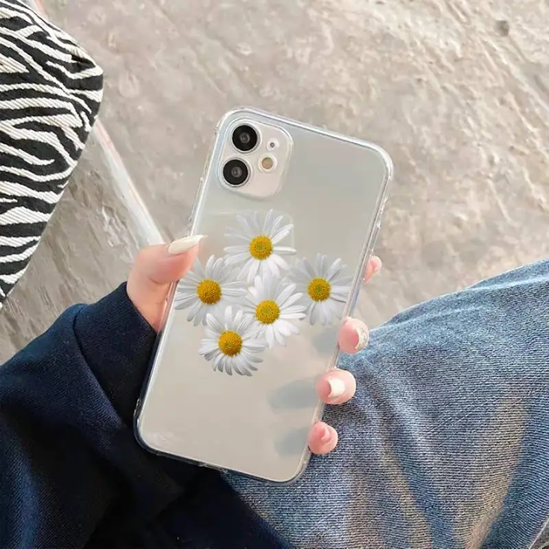 

Flower daisy Phone Case Transparent for iPhone 11 12 mini pro XS MAX 6 6S 8 7 Plus X 5S SE 2020 XR