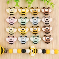 kovict 50100200pcs cartoon bee silicone beads bpa free chewable silicone jewelry pacifier clip teether for teeth baby goods