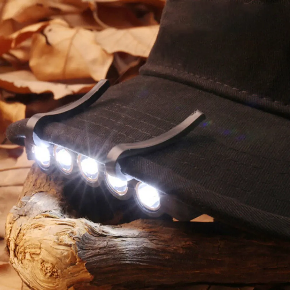 5 LED Cap Hat Brim Clip Lamp Head Light Headlight Headlamp Working in Darkness Places Fishing Camping Hiking and Outdoor | Спорт и