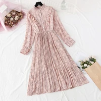 french small floral dress female spring and autumn fashion 2021 new retro long sleeved chiffon dress tea break a line dress