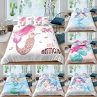 Комплект постельного белья для детей, милый пододеяльник, наволочка с 3D рисунком русалки, Комплект постельного белья для двуспальной кровати, пододеяльник