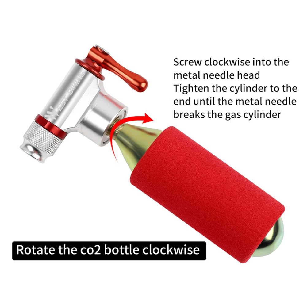 WEST BIKING Portable MTB co2 Bike Mini Fast Air Pump Road Bicycle CO2 Inflator Basketball Cycling Equipment Bike Inflator Pump