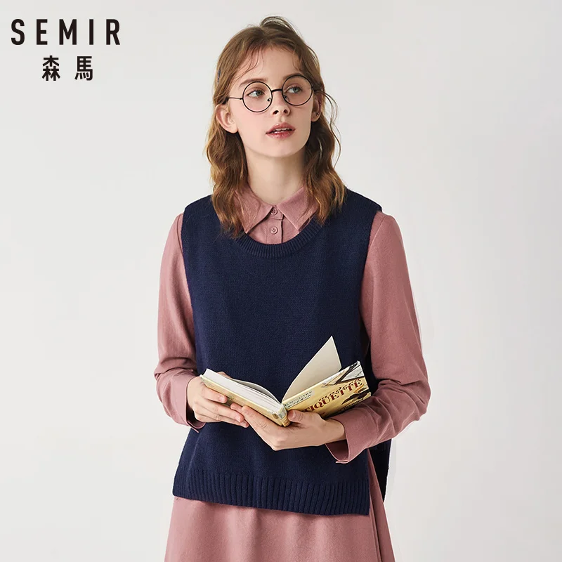 Semir Женский вязаный жилет женский зимний шикарный без рукавов Топ в Корейском