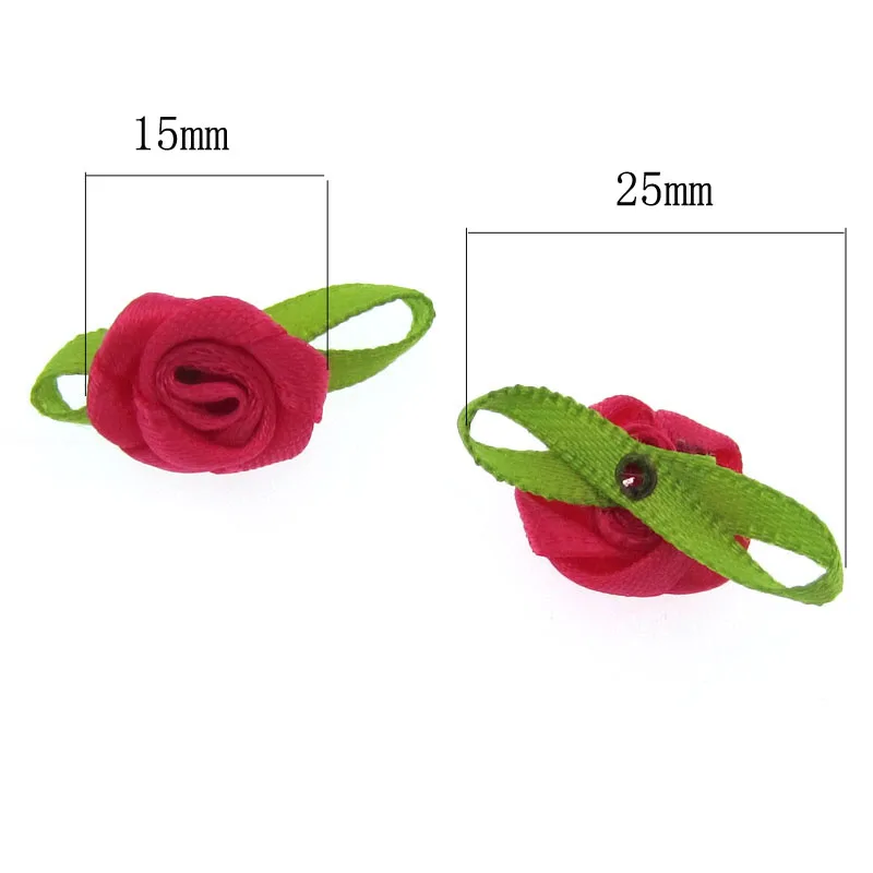 50 шт. ручная работа маленький лист цветок розы Аппликации атласная лента Розочка