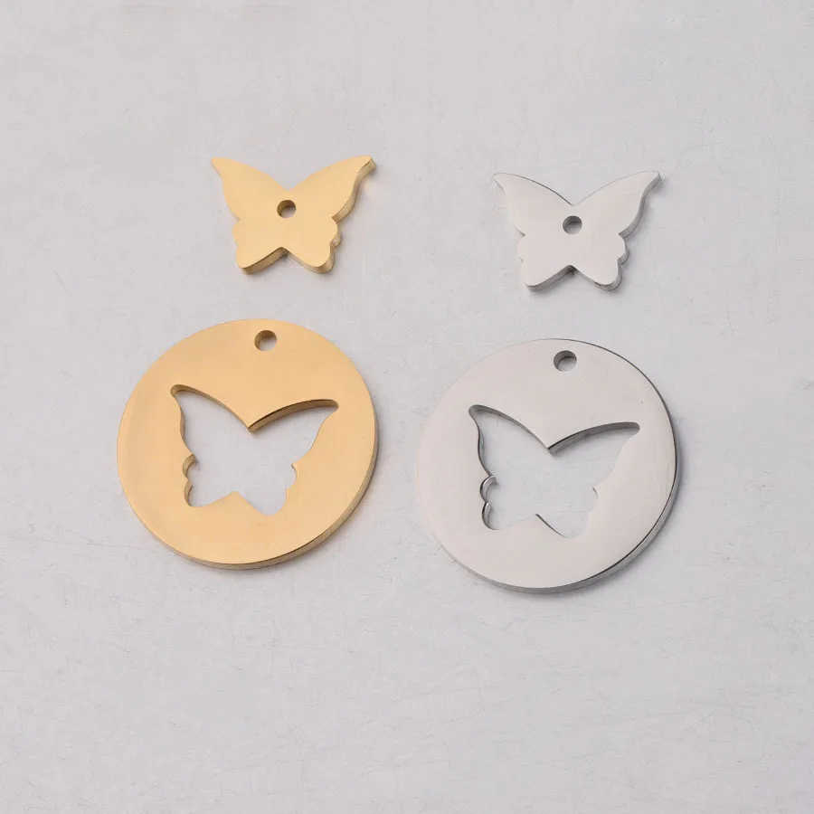 

DIY accessories 5pair each Mirror polished stainless steel hollow butterfly combination matching pendant for bracelet/necklace